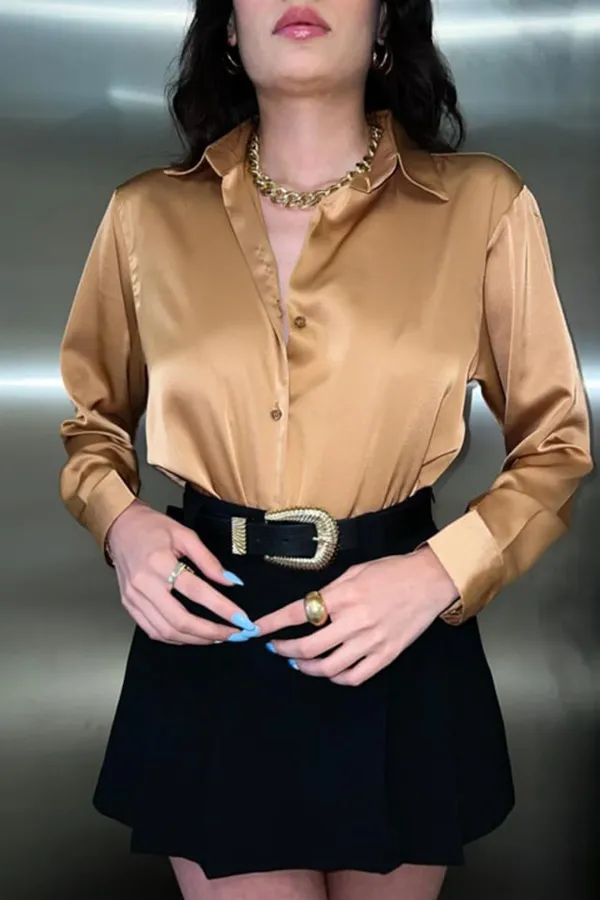 Toptan Camel Saten Gömlek