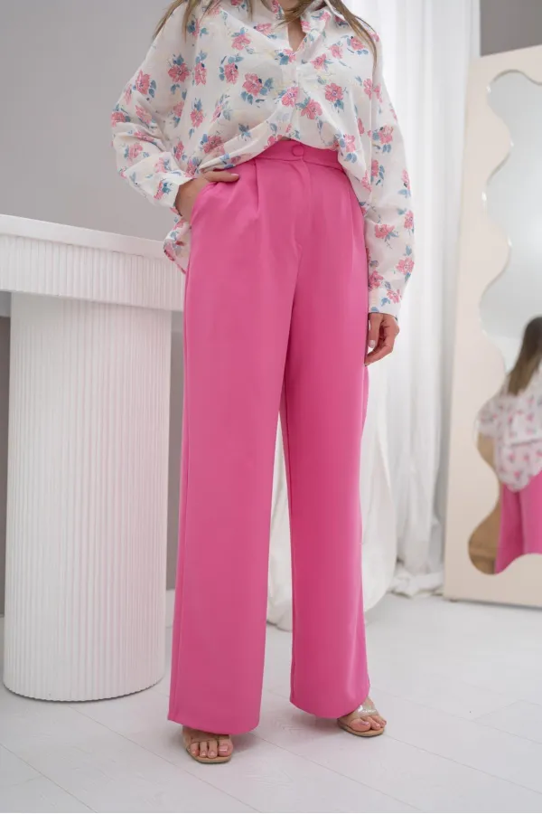 Pantalon taille haute rose en gros