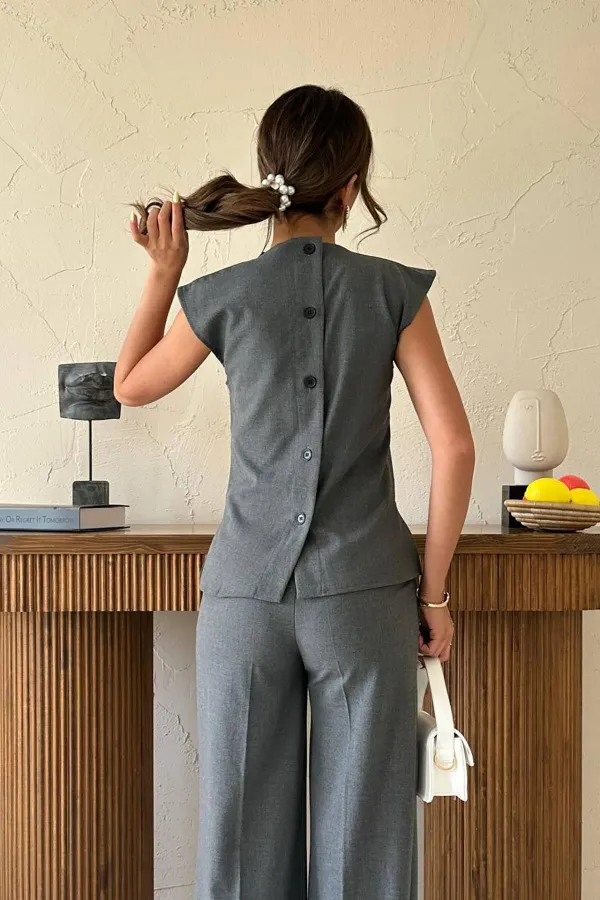 Ensemble de chemises à boutons de manchette gris Zero en gros