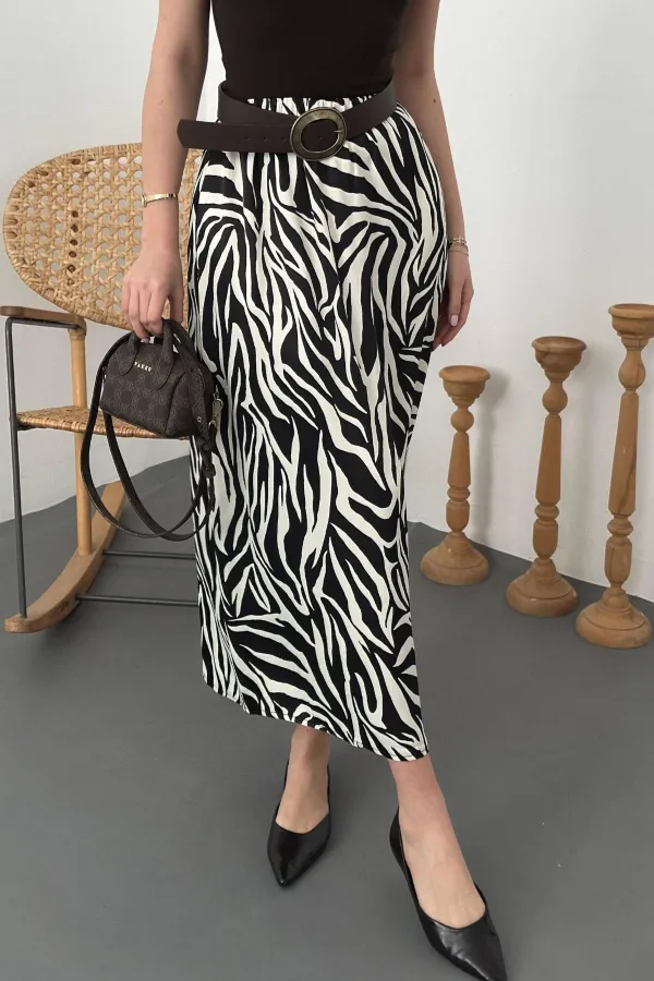 Jupe élastique en satin noir en gros