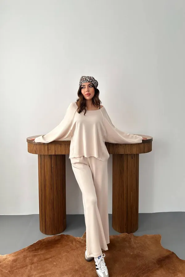 Costume en modal beige en gros