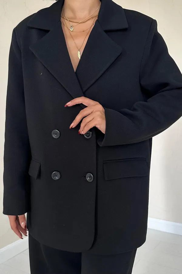 Ensemble veste et pantalon confort noir à 3 fils en gros