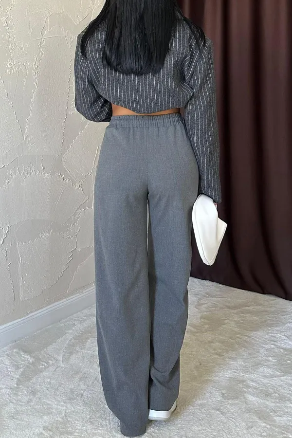 Pantalon anthracite avec cordon de serrage à la taille en gros