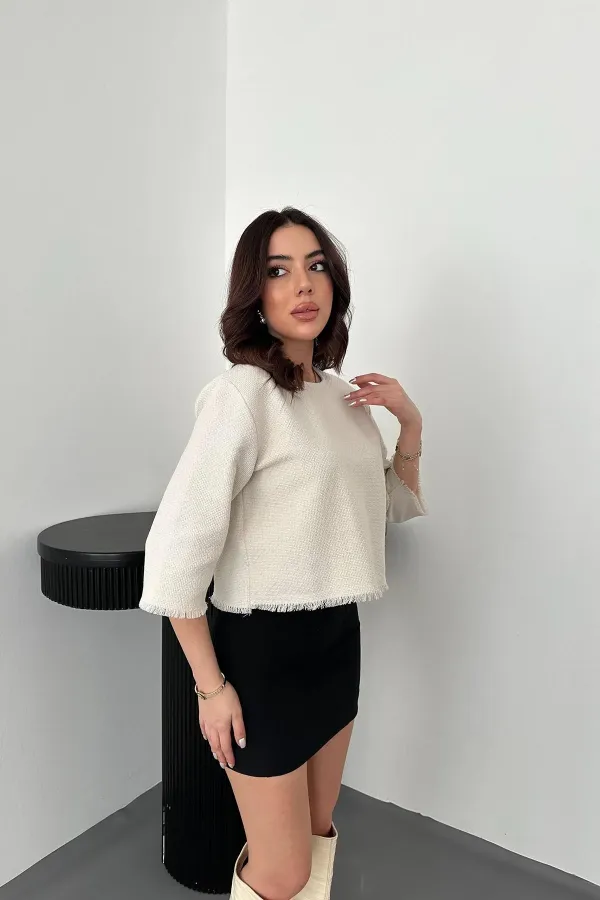 Chemisier blanc à pompons en gros