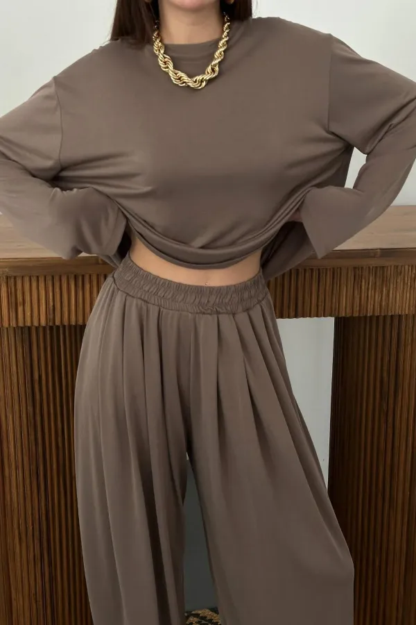 Toptan Camel Uzun Kollu Alt Üst Takım