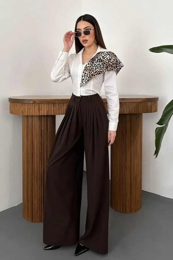 Pantalons plissés marron en gros