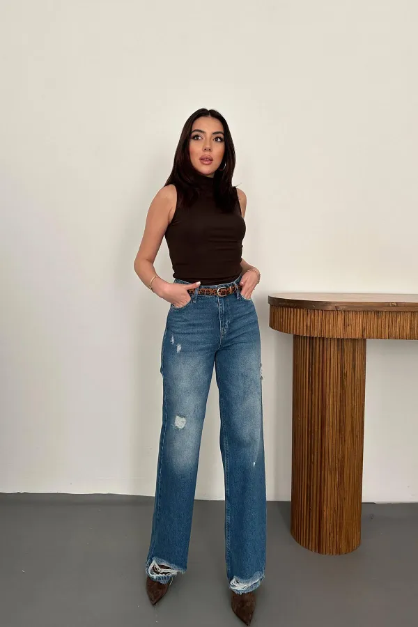 Toptan Lacivert Comfy Jeans Pantolon