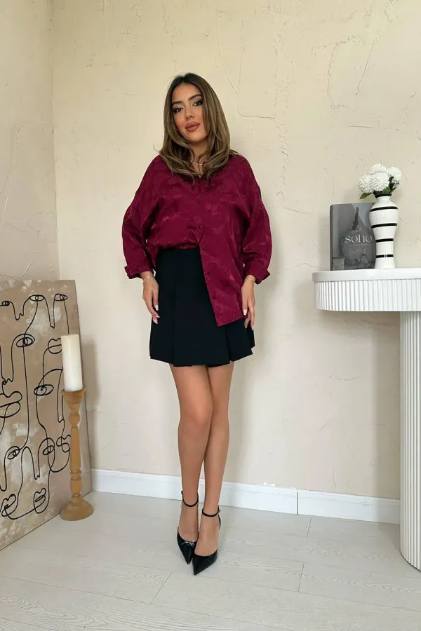 Toptan Bordo Jakarlı Gömlek