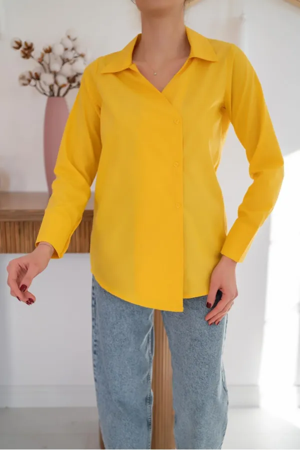 Chemise jaune à boutons en gros