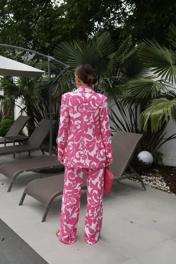 Ensemble veste et pantalon fuchsia en gros