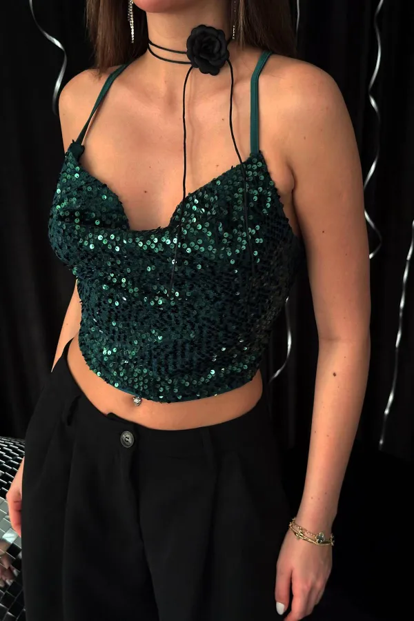 Wholesale Emerald Strappy Degaje Blouse