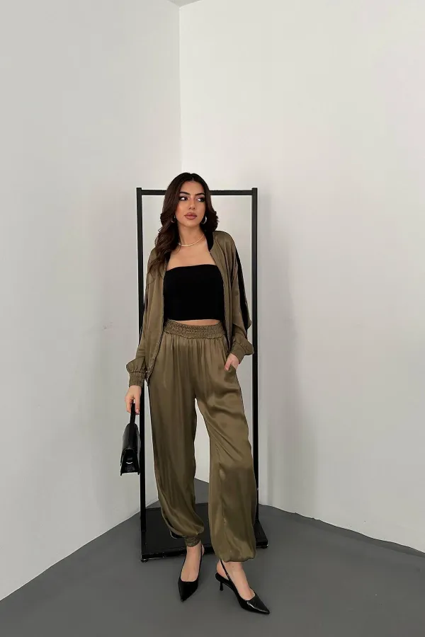 Survêtement rayé en satin et velours menthe, vente en gros