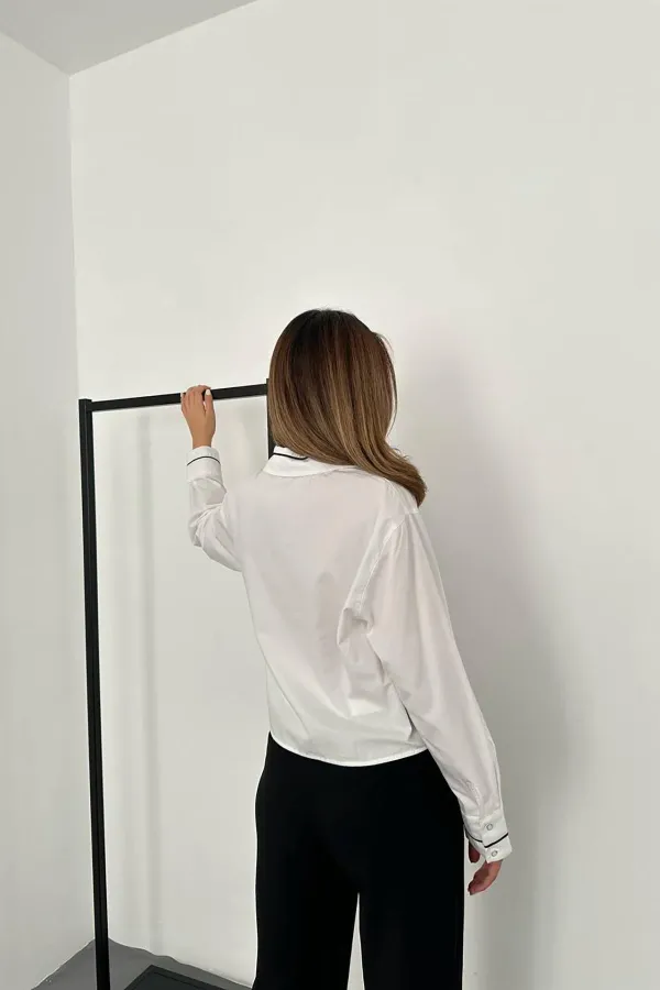 Chemise à passepoil blanc en gros