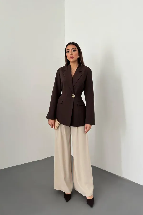 Veste blazer marron cintrée en gros