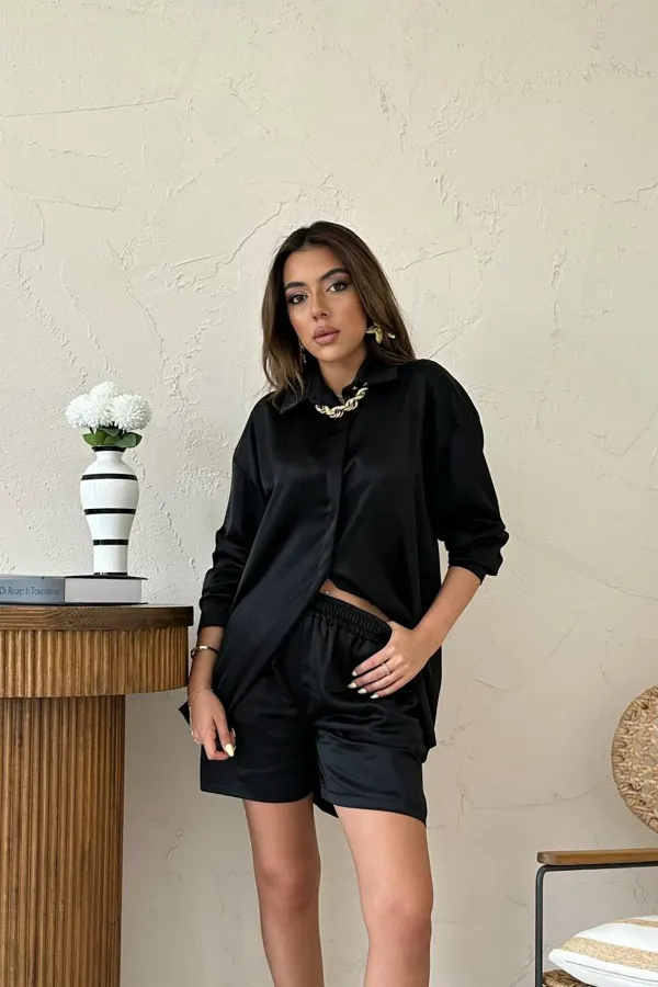 Vente en gros de short en satin noir