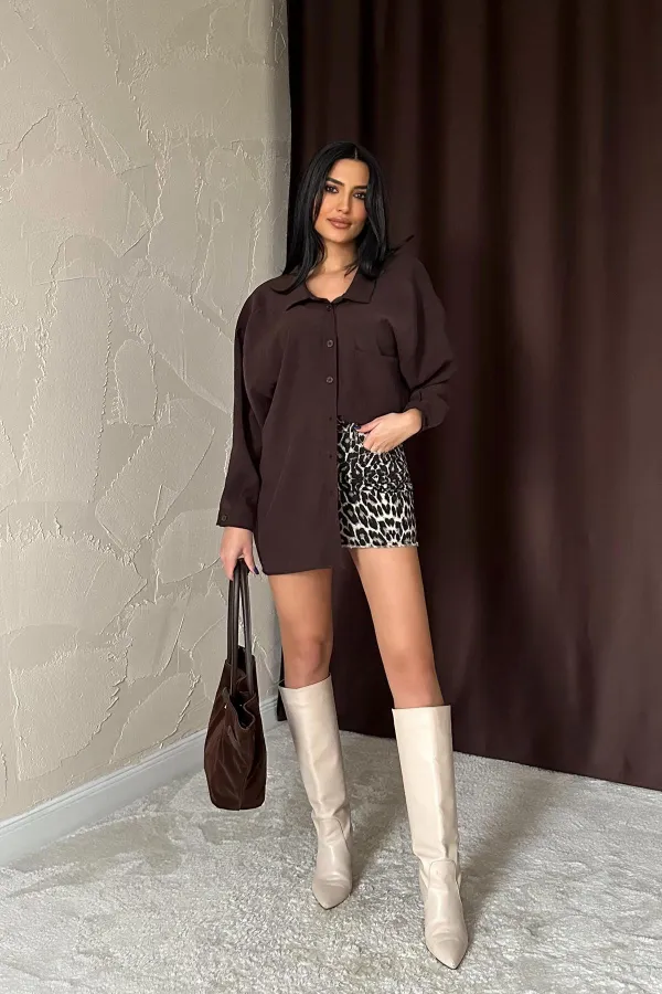 Chemise décontractée marron en gros