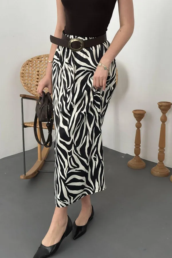 Jupe élastique en satin noir en gros