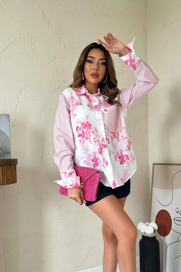 Toptan Pembe Garnili Gömlek