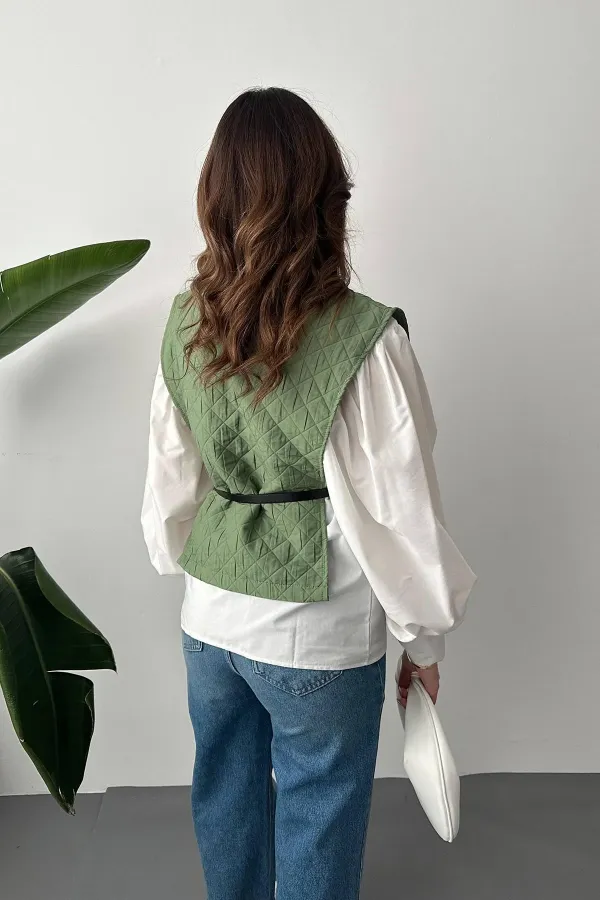 Wholesale Khaki Belted Shirt and Poncho Set