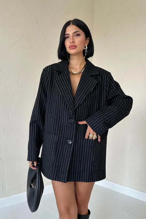 Veste oversize à rayures noires en gros