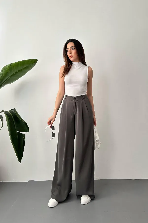 Pantalon confort plissé fumé en gros