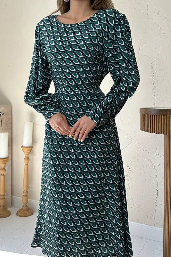 Robe verte fluide à motifs en gros