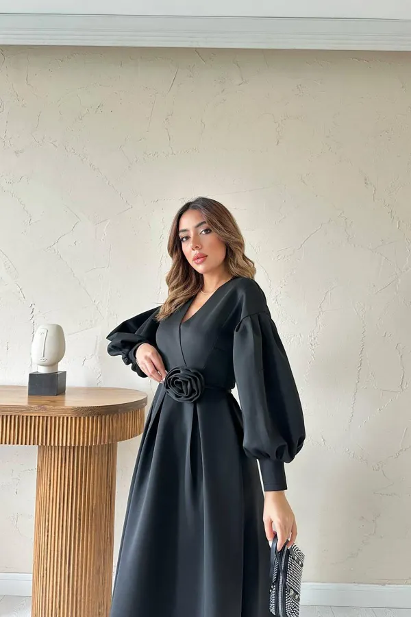 Robe de plongée détaillée à motif rose noire en gros