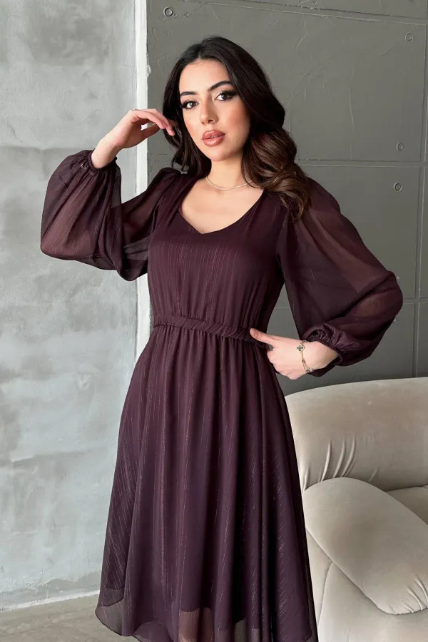 Robe asymétrique prune scintillante en gros