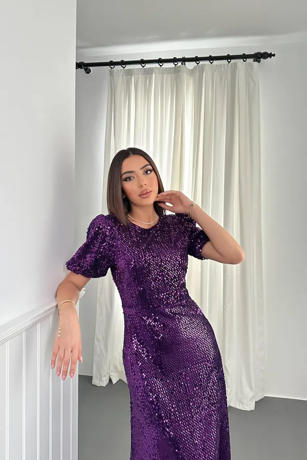 Toptan Mor Pulpayet Elbise