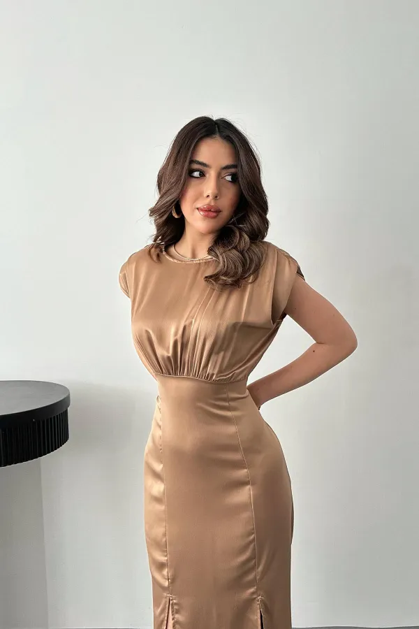 Wholesale Helen Dress with Mink Skirt and Slit