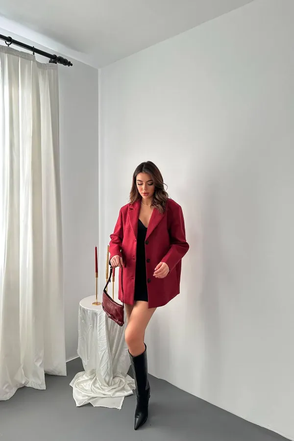 Toptan Bordo Blazer Süet Ceket