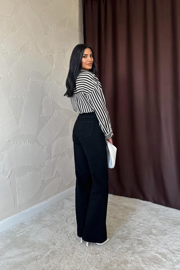 Toptan Siyah Çizgili Gömlek