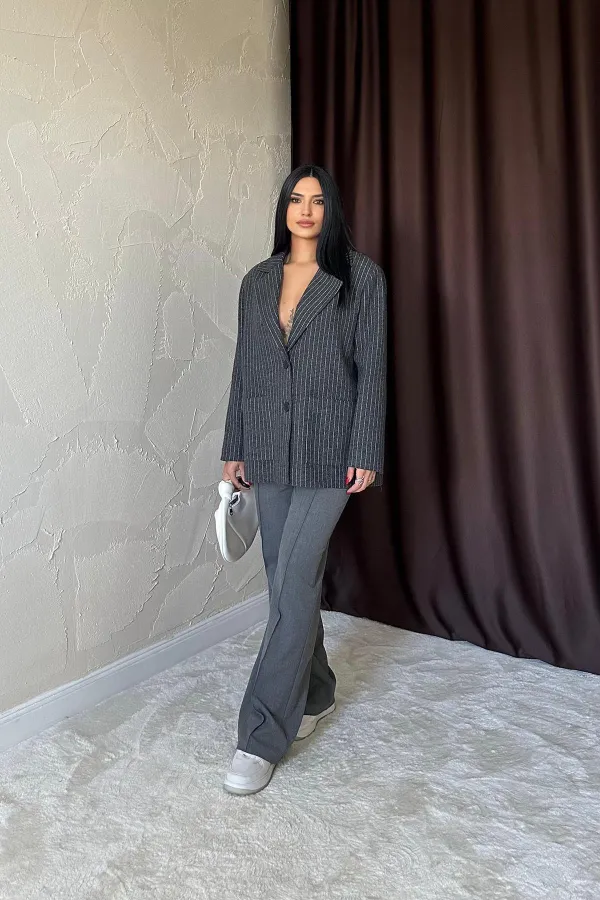 Pantalon anthracite avec cordon de serrage à la taille en gros