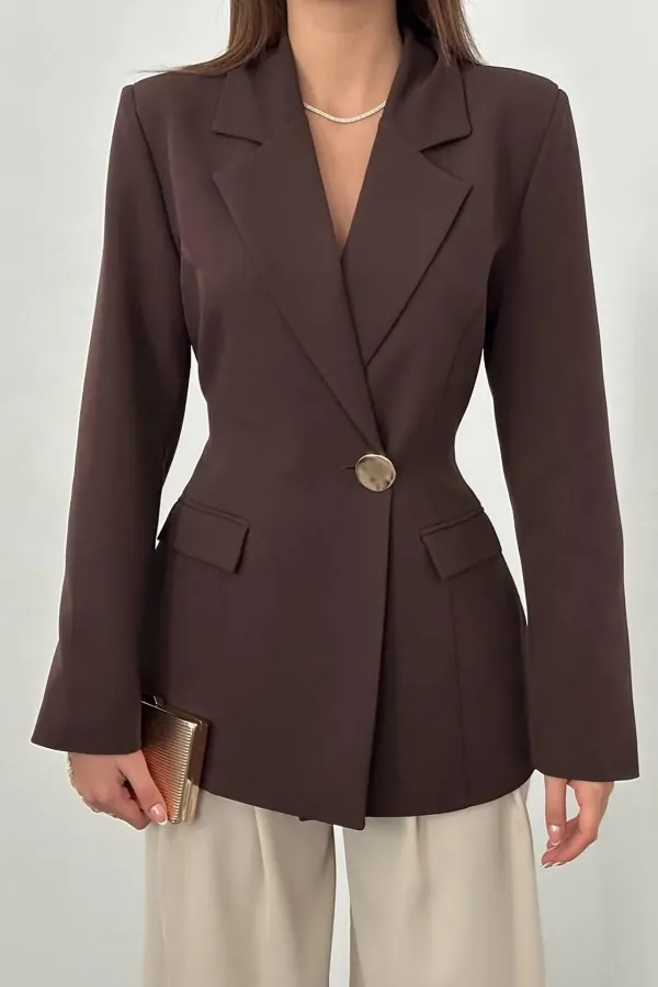 Veste blazer marron cintrée en gros