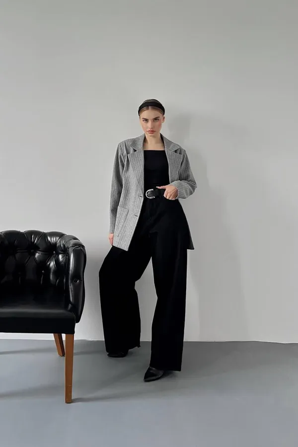 Veste oversize à rayures grises en gros