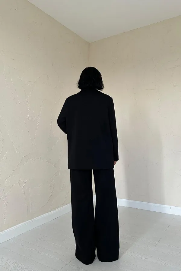 Ensemble veste et pantalon confort noir à 3 fils en gros