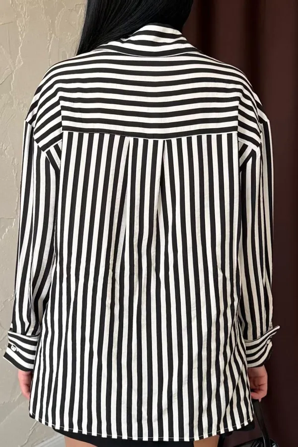 Toptan Siyah Çizgili Gömlek