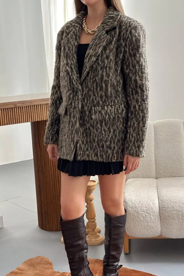 Veste en laine léopard en gros