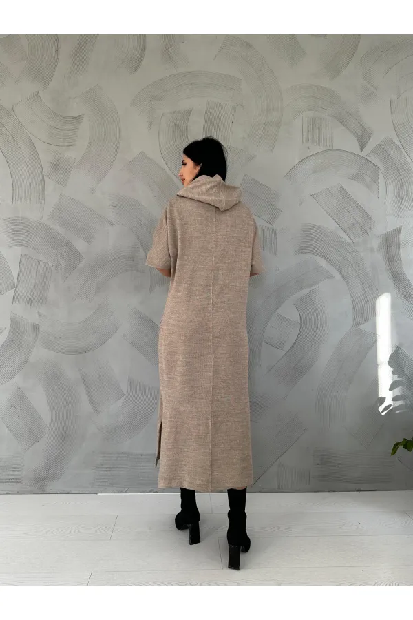 Robe à capuche beige en acrylique en gros