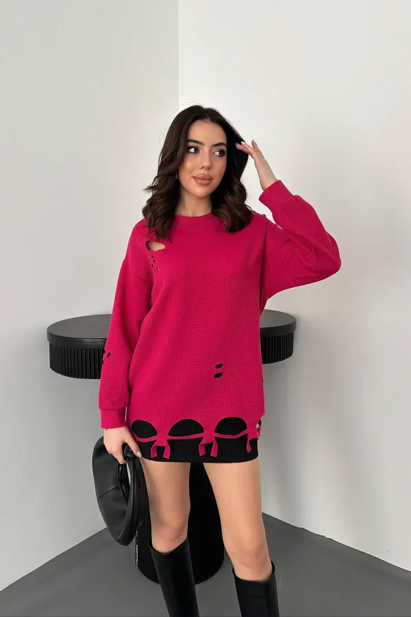 Chemisier fuchsia découpé au laser en gros