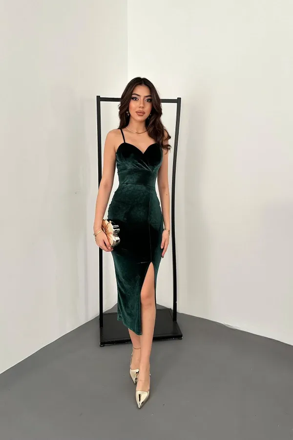 Robe en velours émeraude en gros