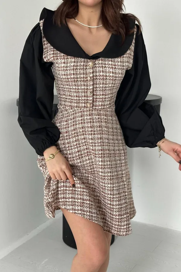 Robe en popeline à bordure en forme de tuile en gros