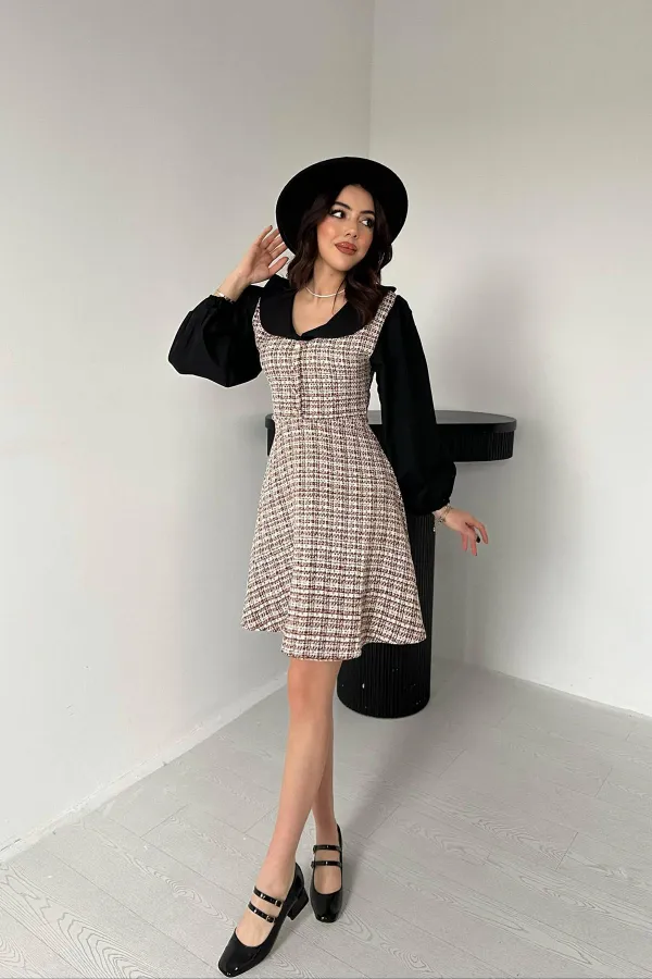 Robe en popeline à bordure en forme de tuile en gros