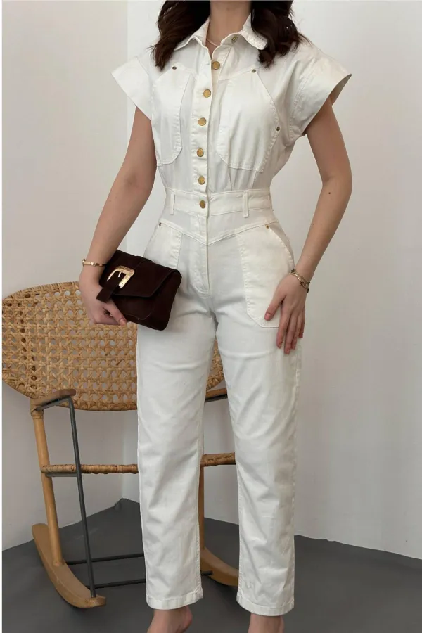 Salopettes en denim gabardine blanche en gros ..