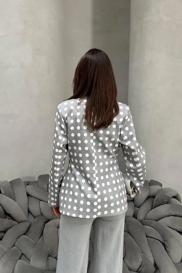 Veste blazer grise à pois en gros