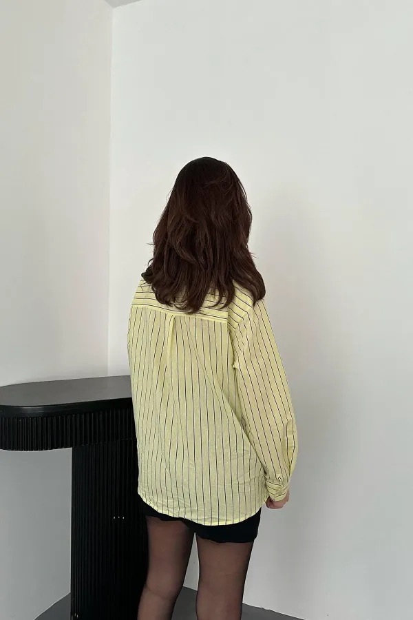 Wholesale Yellow Halter Neck Striped Shirt