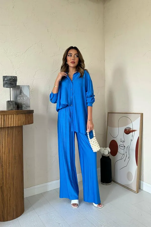 Wholesale Saks Alice Shirt and Loose Cut Trouser Set