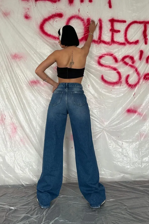 Jeans bleus Palazzo Laser en gros