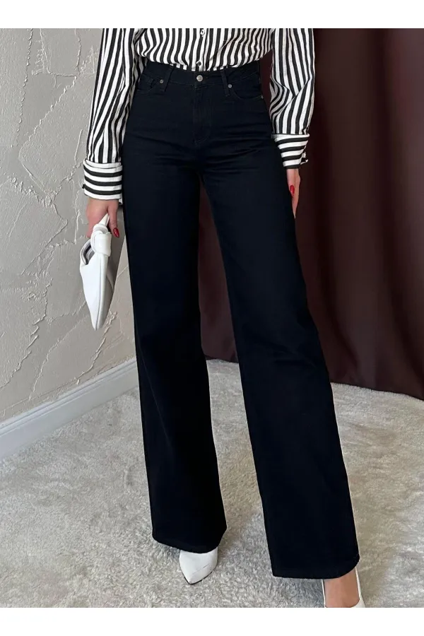 Toptan Siyah Comfy Jeans Pantolon