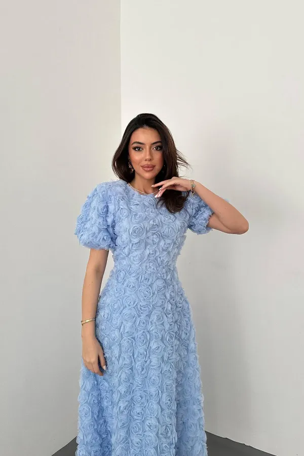 Wholesale Baby Blue Rose Dress